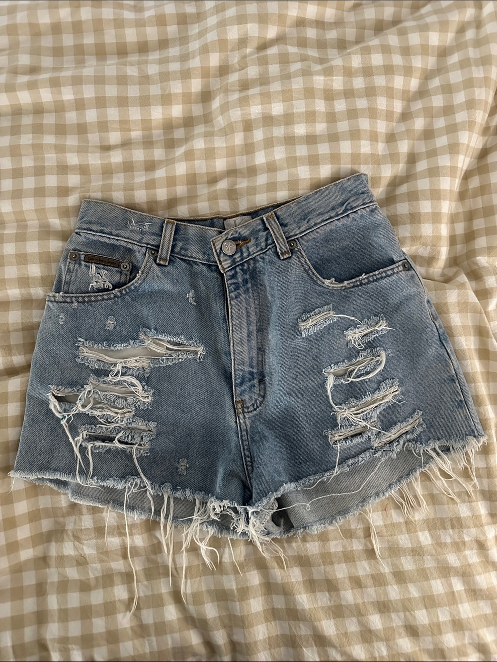 Calvin Klein Jeans Distressed Light Blue Denim Shorts